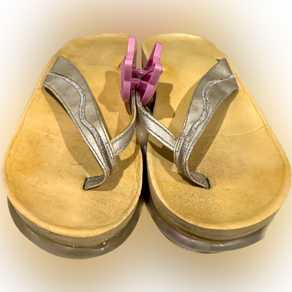 PLATFORM FLIP FLOP SANDAL SANDALS THONG THONGS WEDGE GOLD SZ 7 BEACH POOL SUMMER